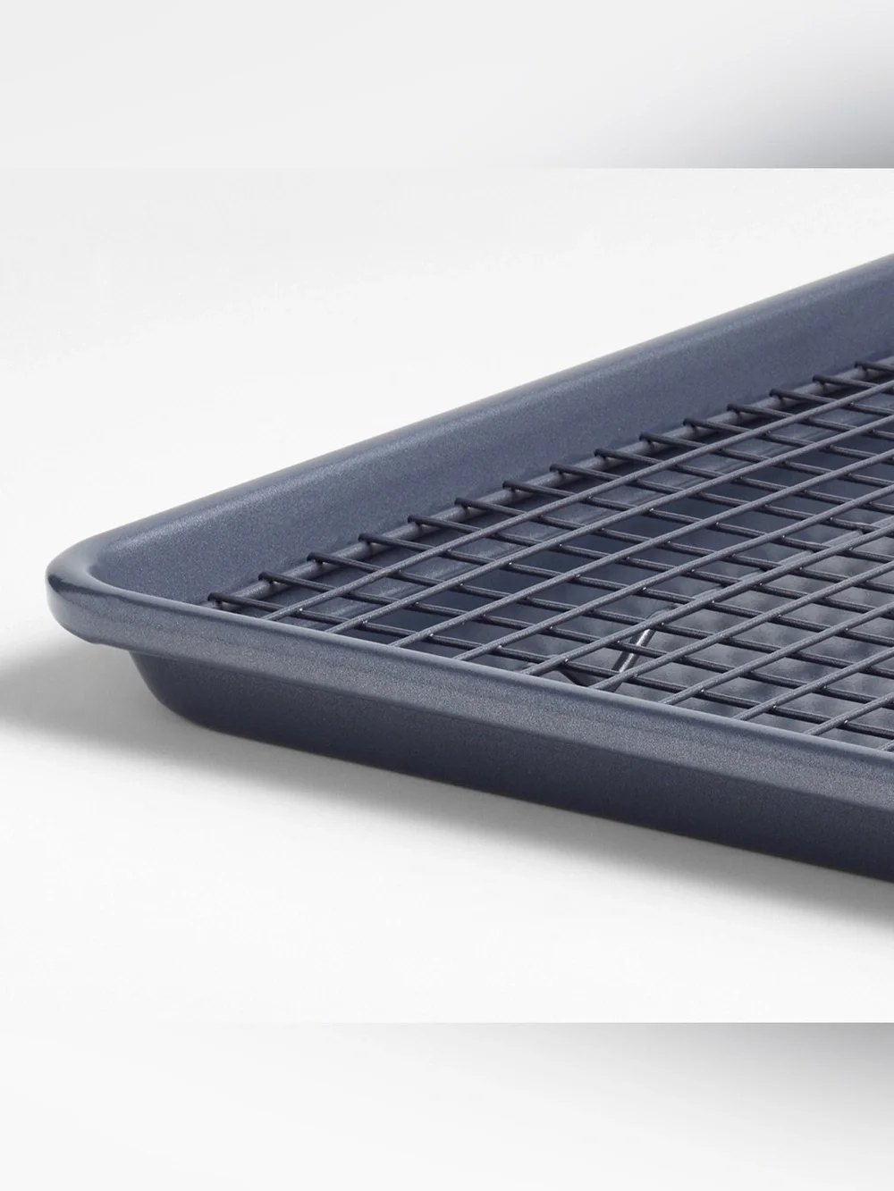 Crate & Barrel Slate Blue Silicone Nonstick Half Sheet Pan and Cooling Rack Set